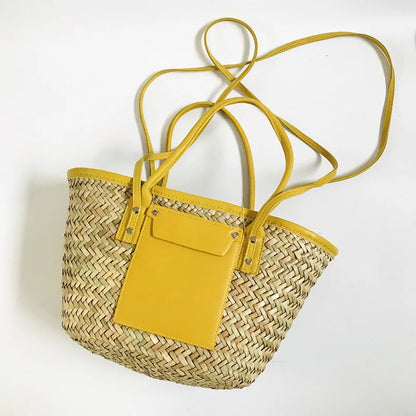Fashion Handbags Handmade Rattan Basket Bag Designer Wicker Woven Women Summer Beach Straw Shoulder Crossbody Bags Tote Purse