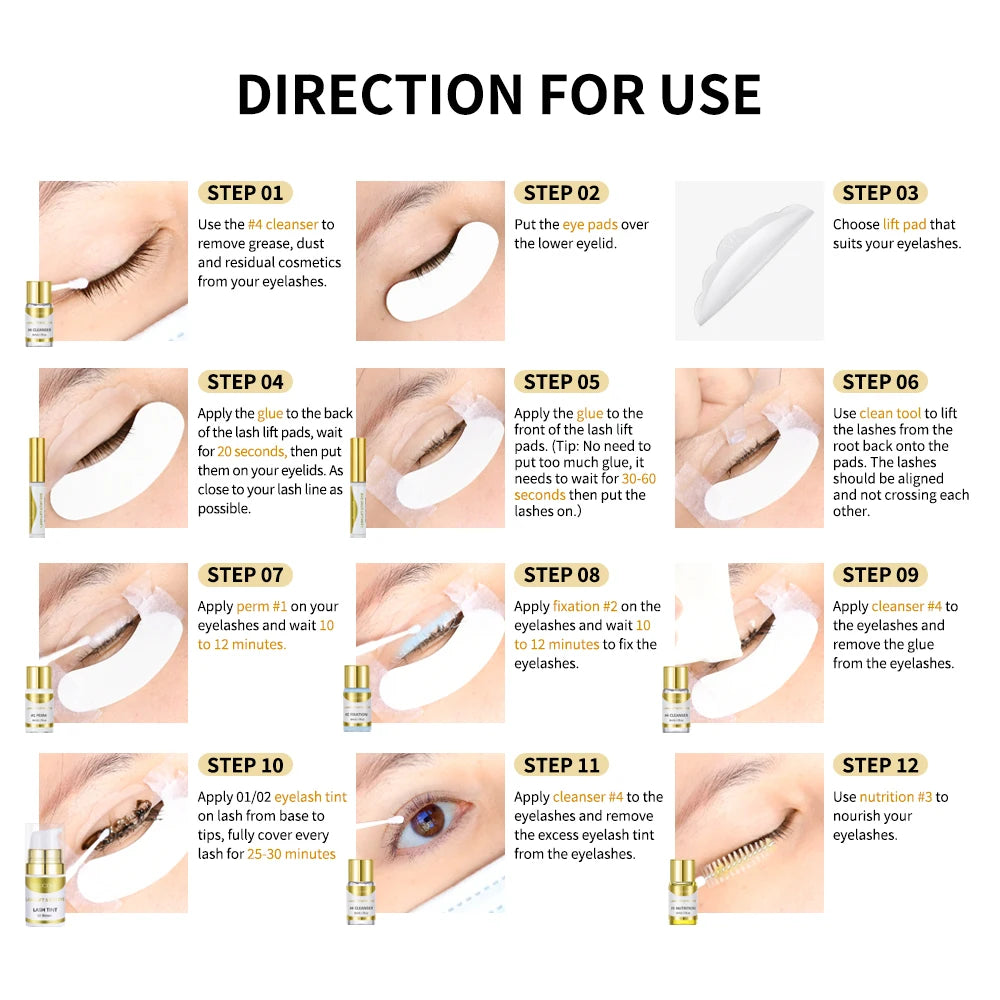 Upgraded Lash Lift & Tint Kit Semi Permanent Eyelash Curling Perm Dye Set Professional Long Lasting Curl Supplies For Beauty Salon DIY Home Lash Makeup Tools