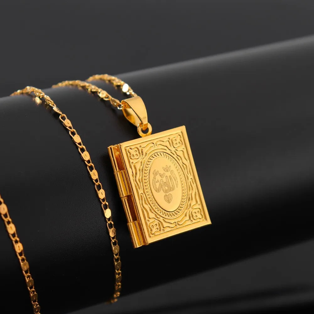 1 Piece of Islamic Allah Quran Photo Frame Men's and Women's Pendant Necklace Can Be Placed Photo Fashion Religious Jewelry Gift