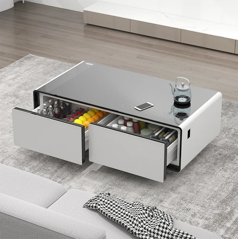 135L Smart Coffee Table Fridge Drawer Cooling Cabinet With Speakers Wireless Charger Touch Control for Home