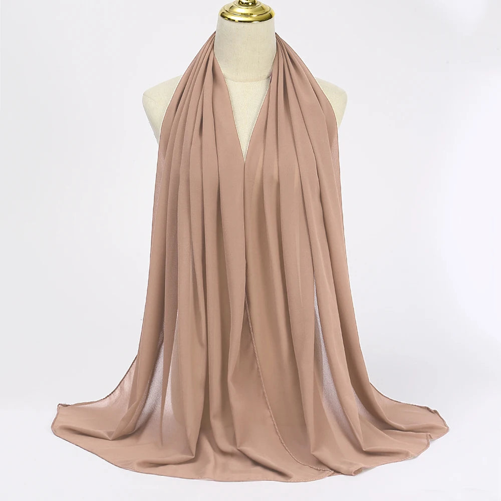 Muslim Chiffon Hijabs For Woman Long Solid Color Head Wrap For Women Shawls Scarves Ladies Muslim Veil Hijab