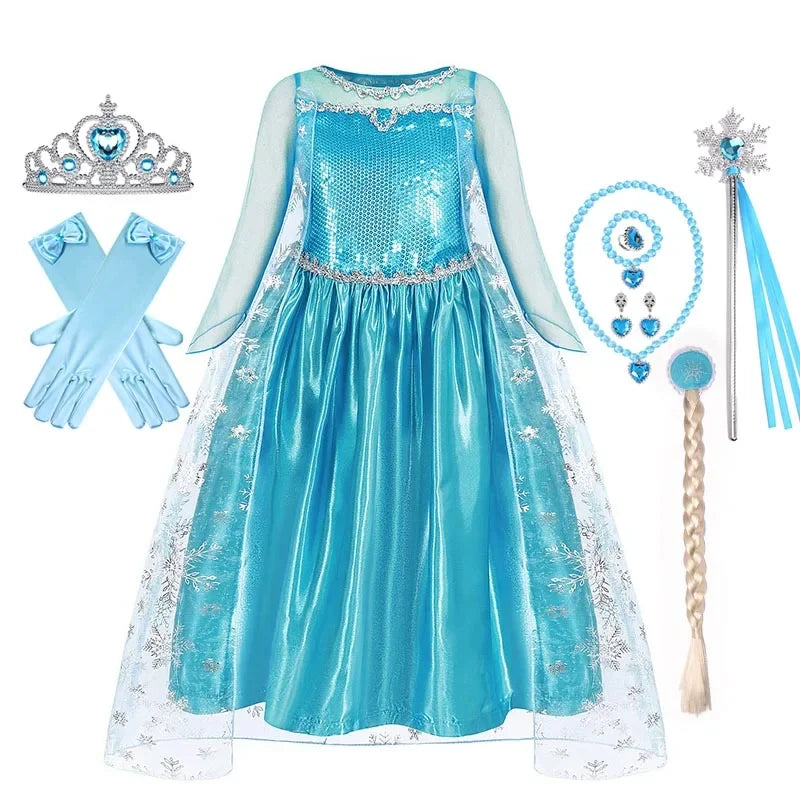Girls Princess Dress Kids Birthday Cosplay Cinderella Snow White Aurora Rapunzel Halloween Costume Children Party Dresses