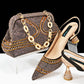 QSGFC New Italian Pumps and Bag To Party 2024 INS Style Pointed-Toe Rhinestone Elegant High Heels Champagne Wedge for Women