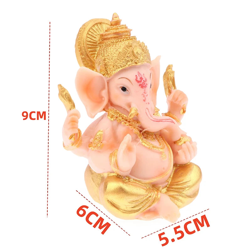 Resin Bar Counter Cashier Desktop DIY Home Decoration Gold Lord Ganesha Buddha Statue Elephant God Sculptures Ganesh Figurines