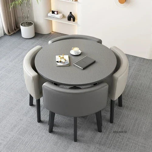 Nordic Round Dining Tables Set for Dining Room Furniture Kitchen Dining Table Set with 4 Chairs Home  Light Luxury Center Tables