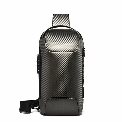 BANGE Upgraded Men Waterproof Multifunction Carbon Fiber Pattern Crossbody Bag USB Sling Shoulder Bags Messenger Chest Bag Pack