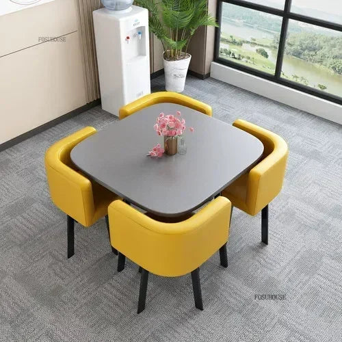 Nordic Round Dining Tables Set for Dining Room Furniture Kitchen Dining Table Set with 4 Chairs Home  Light Luxury Center Tables