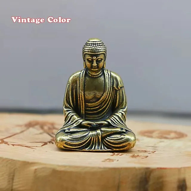 Mini Brass Buddha Statue Pocket Zen Buddha Copper India Thailand Figure Sculpture Home Office Desk Car Decorative Ornament