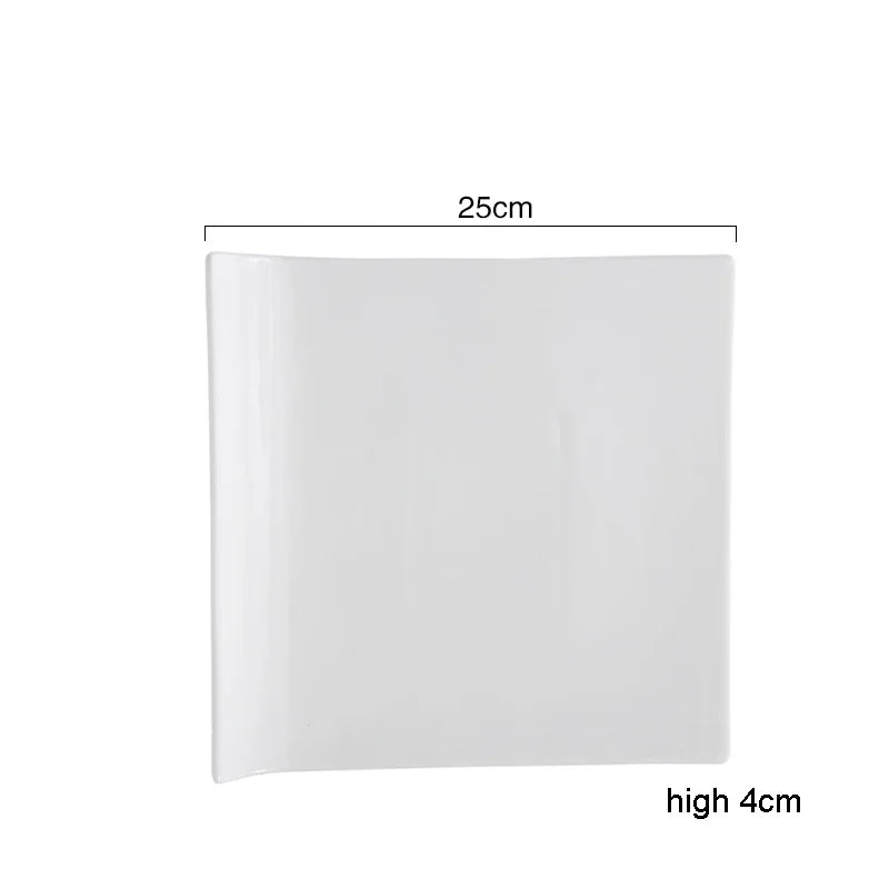 Square Ceramic Plate White Steak Plate Dessert Sushi Plate Serving Plates Flat Plates Molecular Cuisine Restaurant Tableware