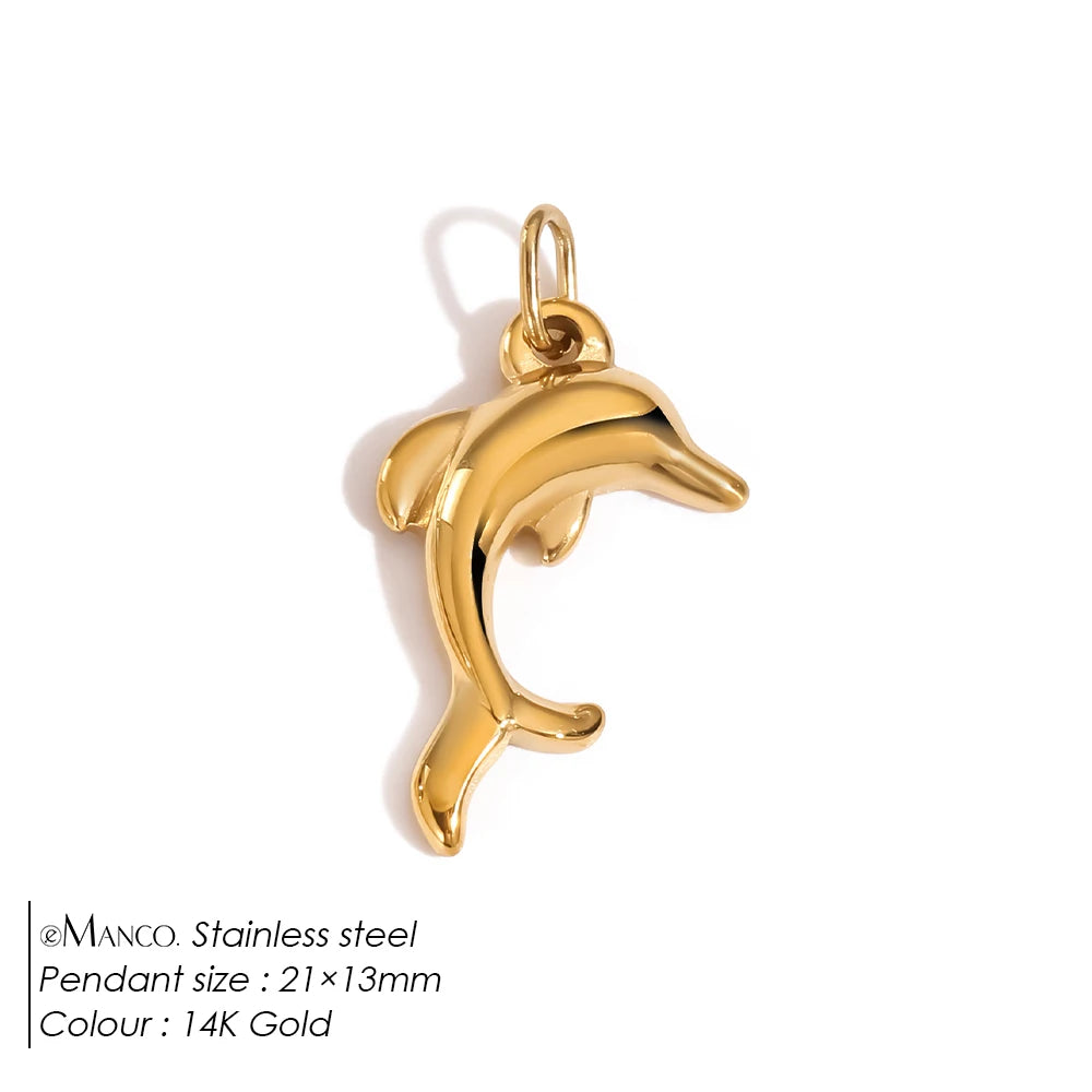 EMANCO Fashion Marine Animals Charms Shell Fish Tail Hippocampus Japonicus Stainless Steel Pendants for Jewelry Making Bulk