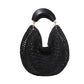Boho Handwoven Straw Hobo Tote Bag Women Crescent Moon Shape Top Handle Basket Purse Summer Hollow Out Woven Handbag