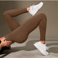 Women's High Waisted Ribbed Yoga Pants - Solid Color Stretchy Tummy Control Workout Leggings for Fitness Gym Lounge & Daily Wear