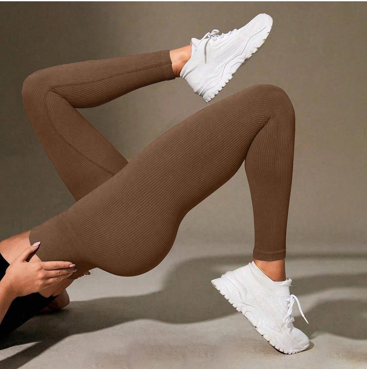 Women's High Waisted Ribbed Yoga Pants - Solid Color Stretchy Tummy Control Workout Leggings for Fitness Gym Lounge & Daily Wear