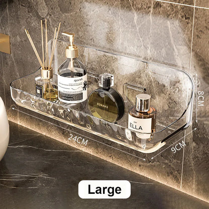 Acryli Bathroom Shelf No Drill Organizer Shower Storage Rack Washstand Cosmetics Storage Rack Wall Mounted Toilet Shampoo Holder