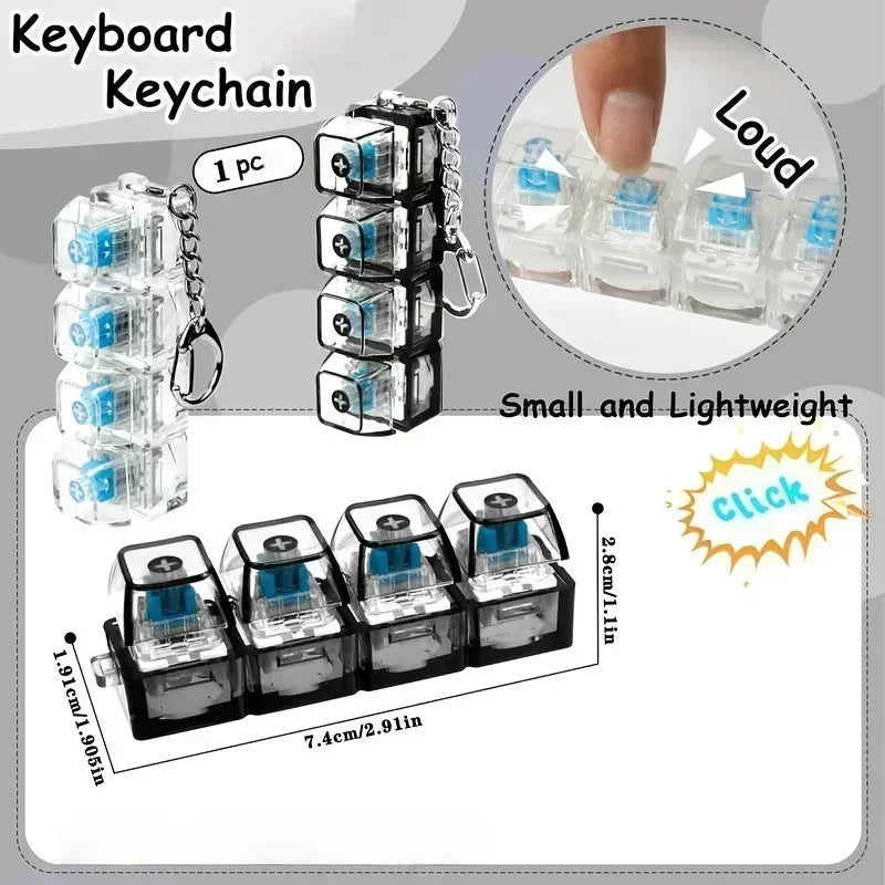 Illuminated Keyboard Keyring Clickable LED Button Toy for Stress Relief Perfect Fidget Gadget for Office Desk Anxiety Calming