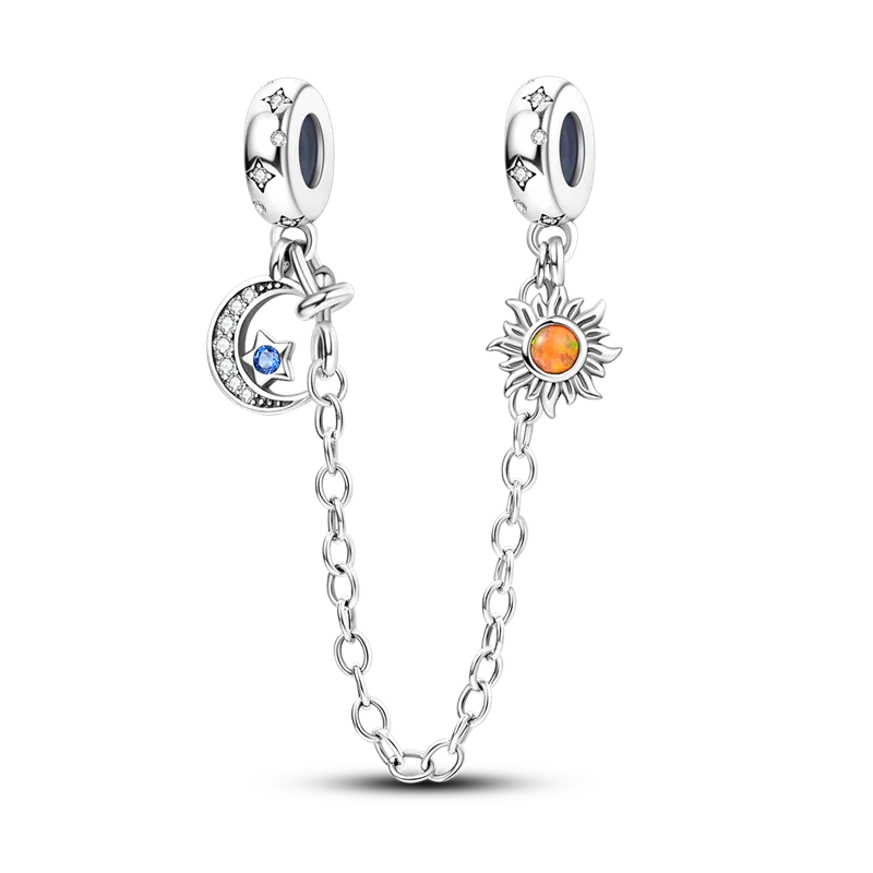 Silver Clasp 925 Sterling Silver CZ Pave Clip Charms Daisy Beads Stopper Safety Chain Fit Original Bangle Bracelet Jewelry Clips