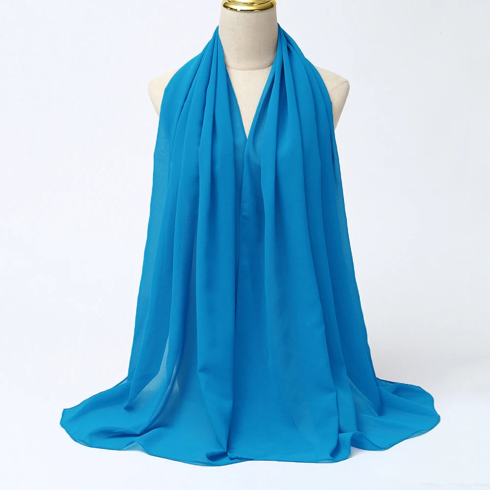 Muslim Chiffon Hijabs For Woman Long Solid Color Head Wrap For Women Shawls Scarves Ladies Muslim Veil Hijab