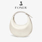 FOXER Brand PU Leather Women's Shoulder Bag Fashion Female Underarm Hobo Bag Crescent Half-moon Bag Travel Small Crossbody Bag