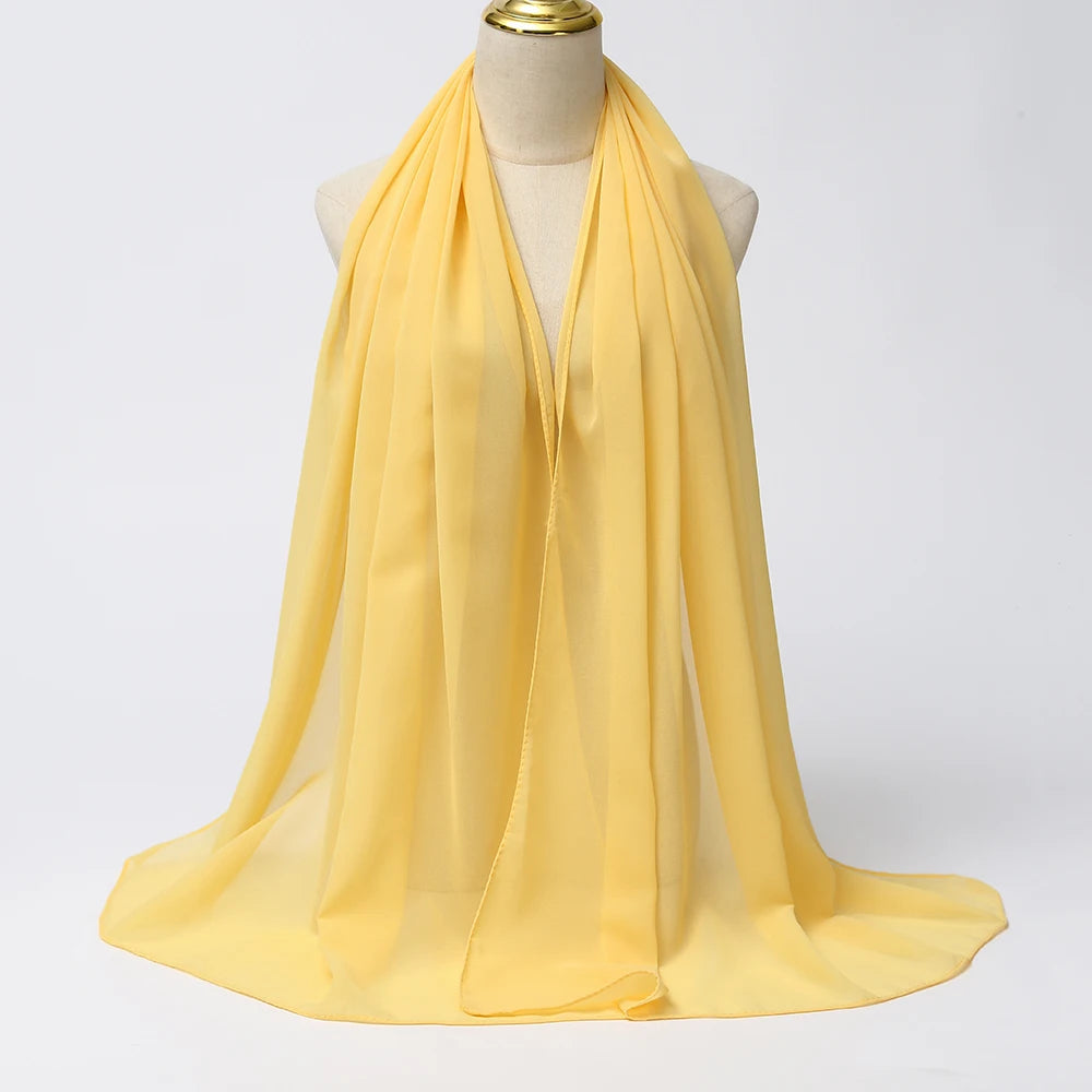 Muslim Chiffon Hijabs For Woman Long Solid Color Head Wrap For Women Shawls Scarves Ladies Muslim Veil Hijab