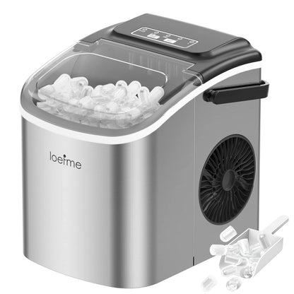 LOEFME 12kg/Day Portable Ice Maker 6 Mins Quick Ice 9pcs Bullet Ice Fully Automatic Self-Cleaning Ice Machine for Home Kitchen