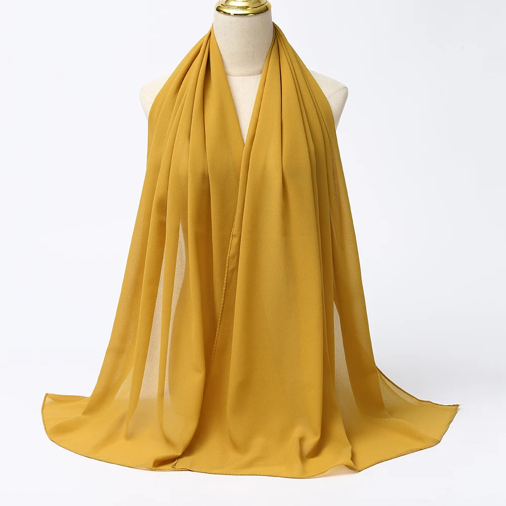Muslim Chiffon Hijabs For Woman Long Solid Color Head Wrap For Women Shawls Scarves Ladies Muslim Veil Hijab