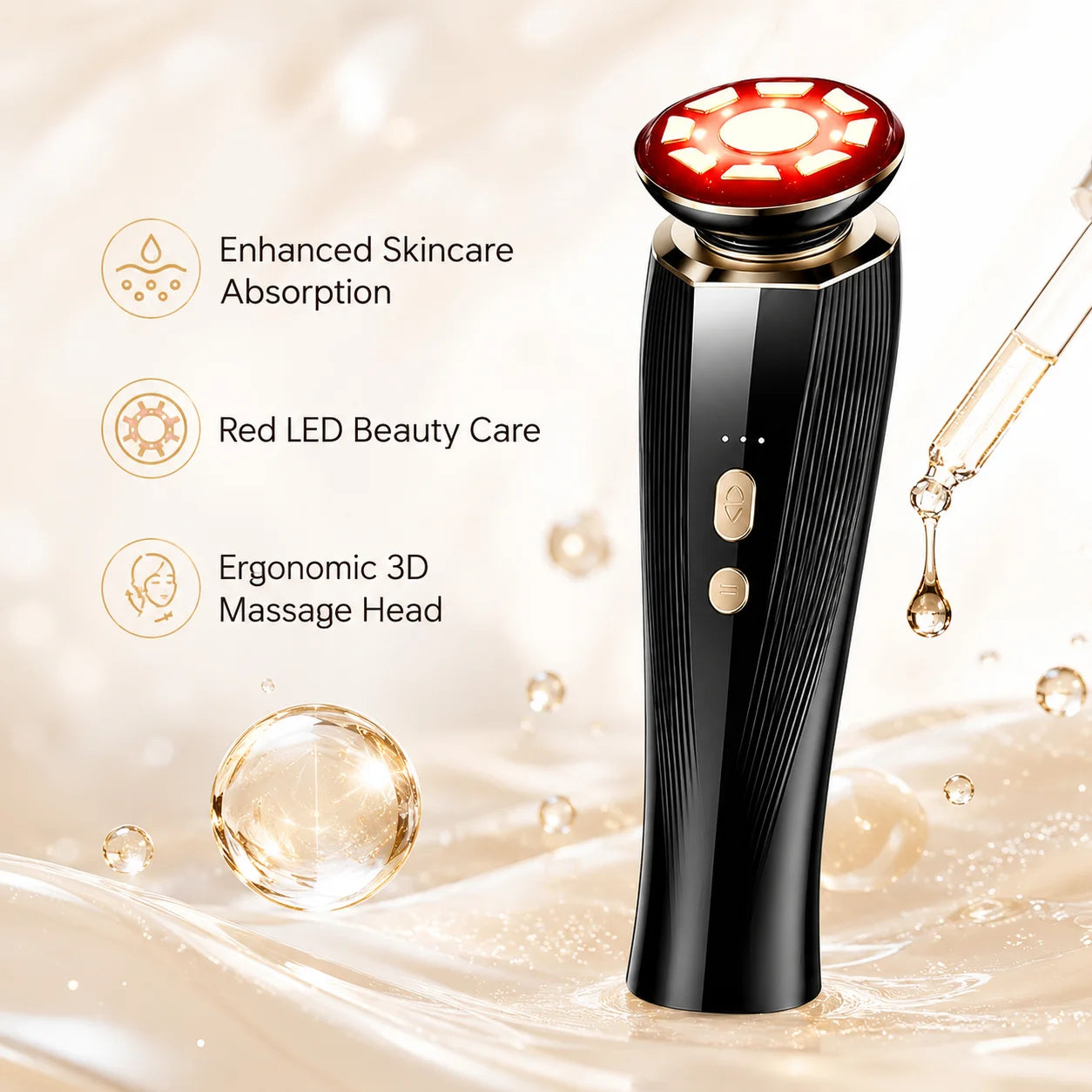 3-in-1 Red Light Therapy Facial Massager for Face & Neck, Skin Firming & Tightening Beauty Device, Face Lifting Sculpting Tool for Puffiness Care, Portable Rechargeable Skincare Massager for Women