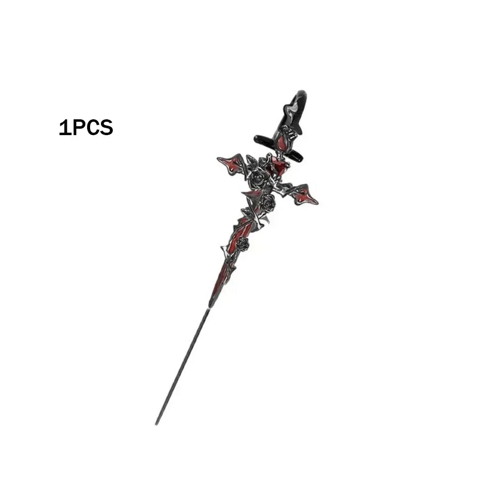 1PCS Retro Dark Gothic Punk Rose Cross Thorn Earring Unisex Piercing Ear Needle Earstuds Eardrop Jewelry
