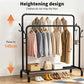 Heavy Duty Rolling Clothes Rack Metal Coat Hanger Stand Floor-Standing Bedroom Clothes Shelf Simple Rod Shoes Storage Organizer