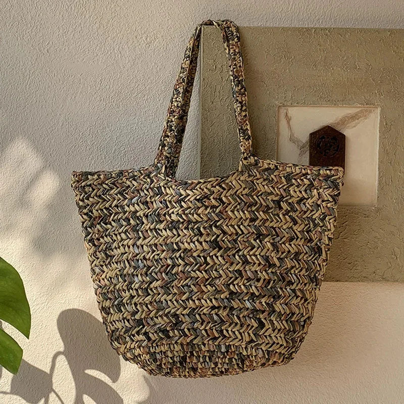 Hylhexyr Fashion Summer Handmade Straw Shoulder Bag Large Capacity Woven Tote Beach Bags For Women