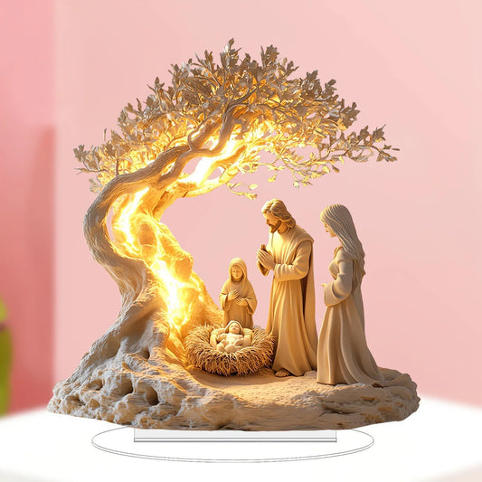 1PCS Nativity Desktop Decoration Statue Home Decoration Office Decora Art Theme Party Decora Christmas Decora Jesus Scene Decora