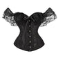 Lace Sleeves Off Shoulder Floral Overbust Corset Princess Elegant Corsets Victorian Women Sexy Bustier Showgirl Party Costume