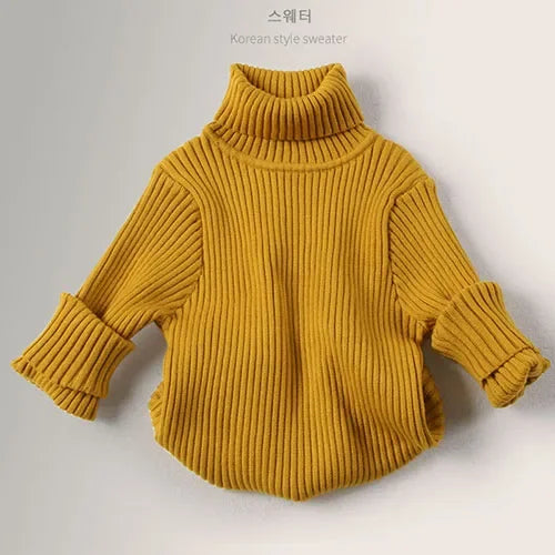 2025 New Autumn Baby Girls Sweater Kids Sweater Winter High Neck Sweater Boys Casual Loose Pullover Sweater Baby Knitted Clothes