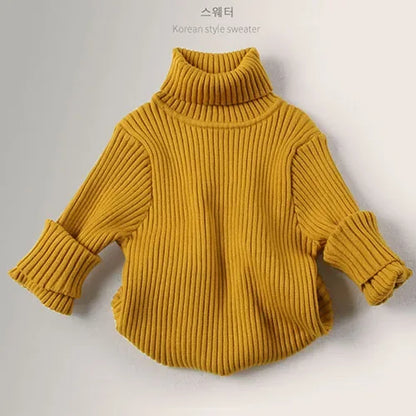 2025 New Autumn Baby Girls Sweater Kids Sweater Winter High Neck Sweater Boys Casual Loose Pullover Sweater Baby Knitted Clothes