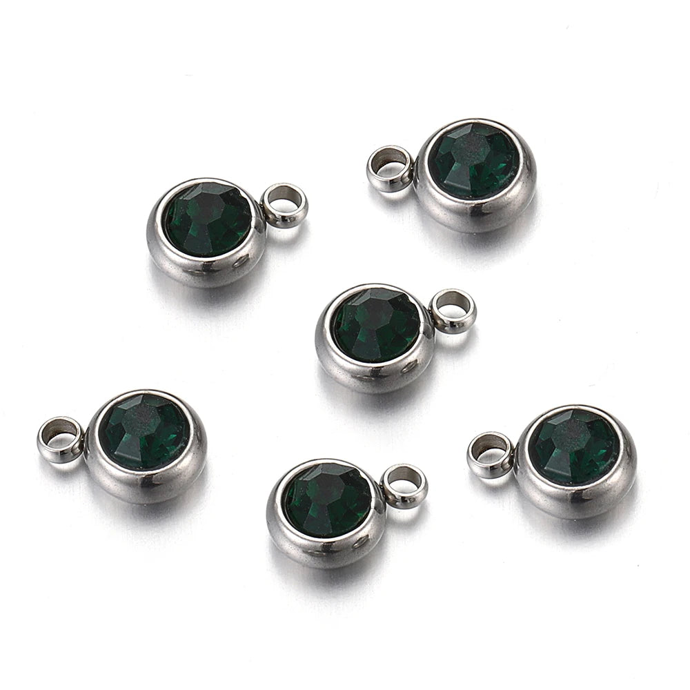 20pcs 6mm Stainless Steel Rhinestone Beads Gold Color Crystal Charms Pendants for Necklace Bracelet Jewelry Making Charm DIY