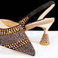 QSGFC New Italian Pumps and Bag To Party 2024 INS Style Pointed-Toe Rhinestone Elegant High Heels Champagne Wedge for Women