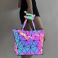 Large Capacity tote bag Diamond Luminous Shoulder Bag Fashion Dazzling Bucket bag Women's fold Deformation Office briefcase