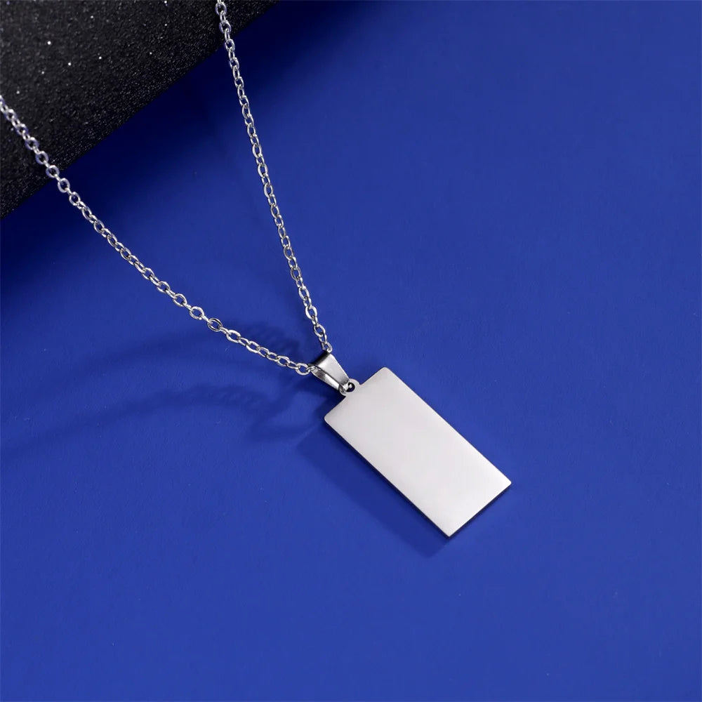 EUEAVAN 2023 Religious Loran Allah Muslim Stainless Steel Necklace Men Islam Square Pendant Necklaces Statement Jewelry Gifts