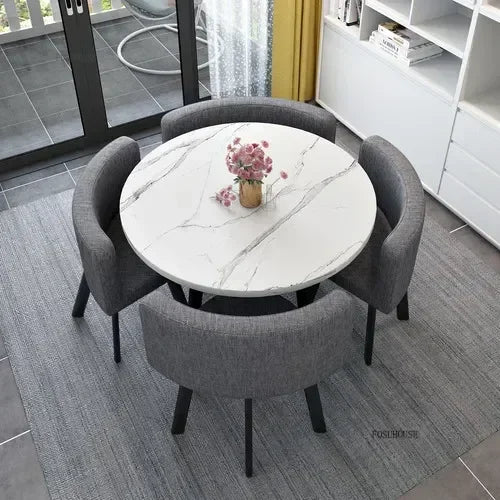 Nordic Round Dining Tables Set for Dining Room Furniture Kitchen Dining Table Set with 4 Chairs Home  Light Luxury Center Tables