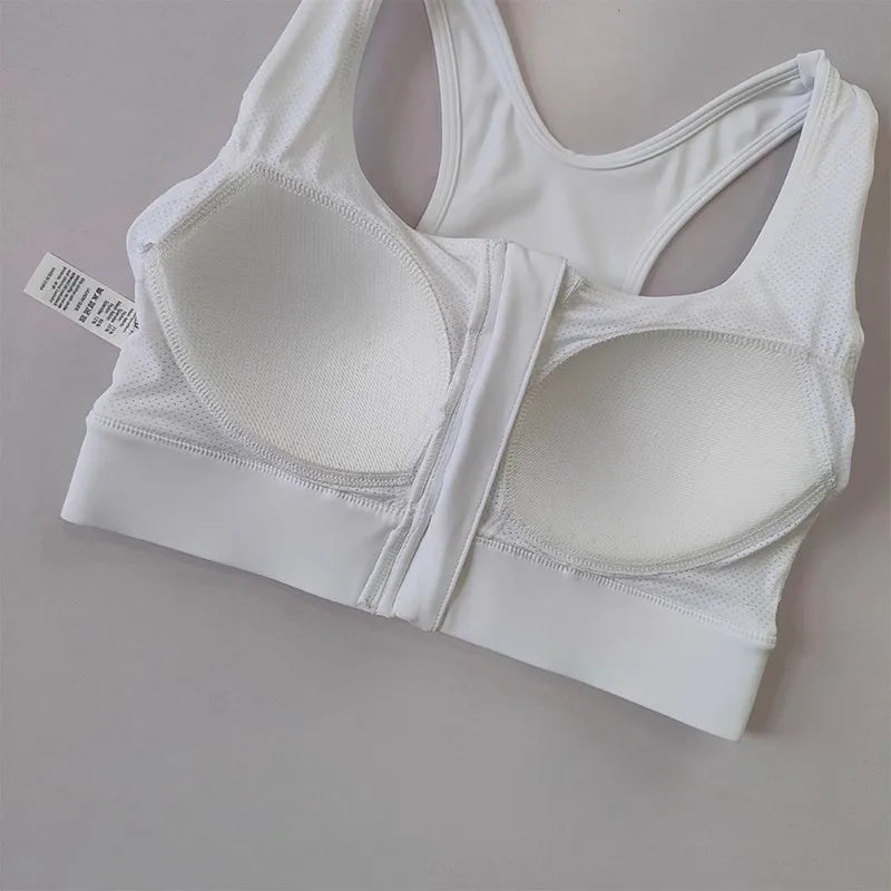 Women's High Impact Front Zipper Sports Bra Shockproof Quick Dry Yoga Top Running Vest Fitness Adjust Gym Underwear