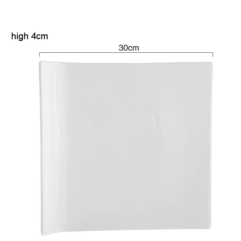 Square Ceramic Plate White Steak Plate Dessert Sushi Plate Serving Plates Flat Plates Molecular Cuisine Restaurant Tableware