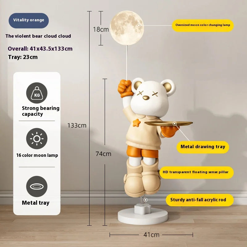 2024 New Violent Bear RGB Floor Light Living Room Bedroom Sofa TV Cabinet Decoration with Bluetooth Sound System Floor Light