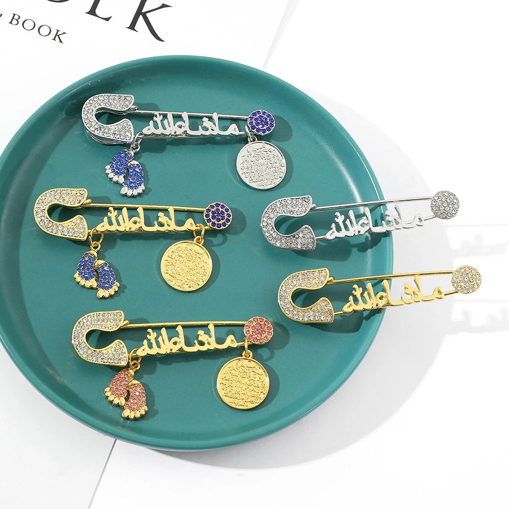 Muslim Islam Mashallah Allah Turkish Four Gul Suras Marsala of Islam In Arab Baby Pin Brooch Clothing Accessories Gifts
