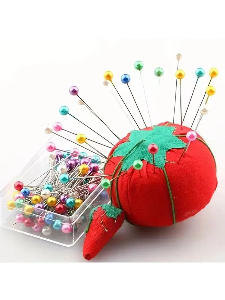 New 100pcs Fashion Sewing Needles Colored Glass Ceramics Head Bead Pin Stitch Knitting Needles Sewing Fixed Diy Safety Pin