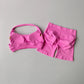 Sexy Halter Neck Beautiful Back High Waist Peach Sports Bras Shorts Suit Pilates Gathering Yoga Vest Training Fitness Bra Sets
