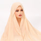Chiffon Instant Hijab With Bulit-in Magnets Muslim Woman Hijab Solid Color Easy To Wear Shawl Wrap With Undercap Famme Headscarf