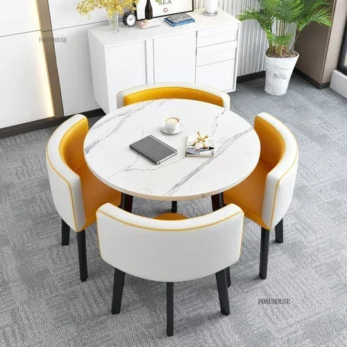 Nordic Round Dining Tables Set for Dining Room Furniture Kitchen Dining Table Set with 4 Chairs Home  Light Luxury Center Tables