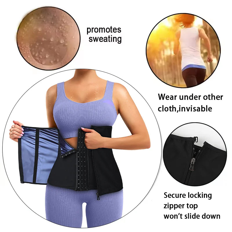 Miss Moly Sauna Waist Trimmer for Women Slimming Tummy Control Sweat Band Body Shaper Fat Burning Corset Losing Weight Belt