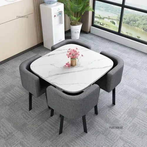 Nordic Round Dining Tables Set for Dining Room Furniture Kitchen Dining Table Set with 4 Chairs Home  Light Luxury Center Tables