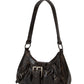 Y2K Retro Style Shoulder Bag, Maillard Pleated Rivet Armpit Bag, Fashionable Ladies Cool Leather Shoulder Bag