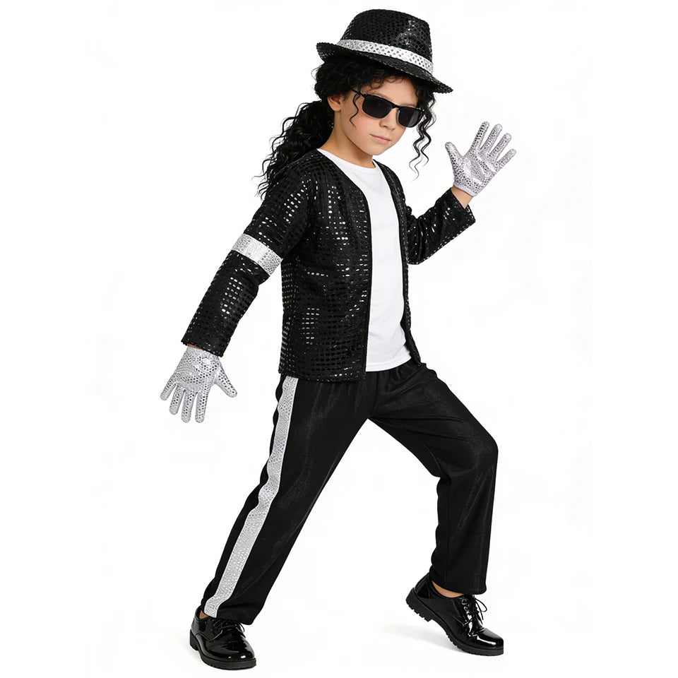 Michael Jackson Kids Clothes Halloween Cosplay Birthday Party Dance Performance Children's Costume Pop Star Boys Girls Outfits